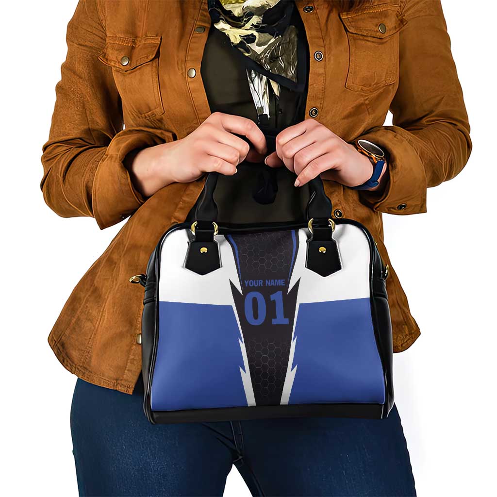 Personalized Bass Fishing Shoulder Handbag Jumping Fish and Blue White Lightning Pattern Design TS04