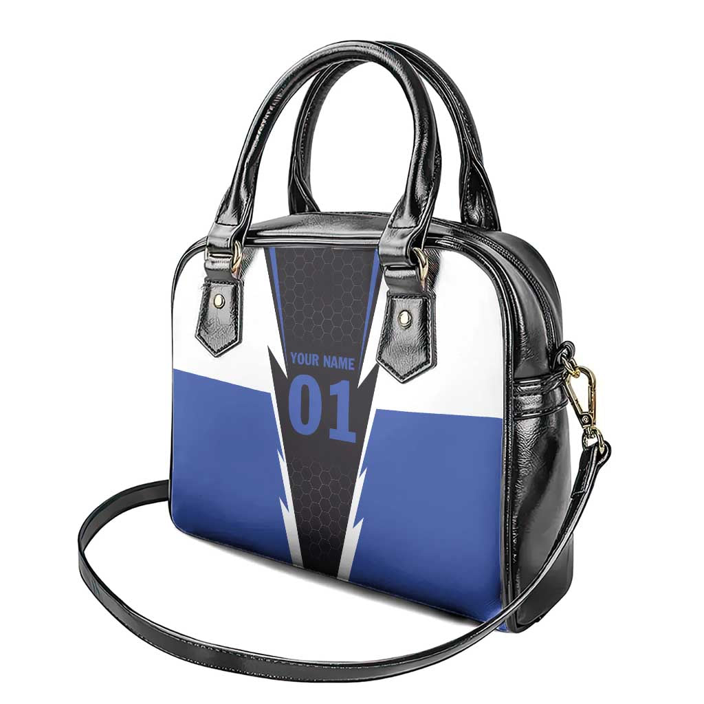 Personalized Bass Fishing Shoulder Handbag Jumping Fish and Blue White Lightning Pattern Design TS04