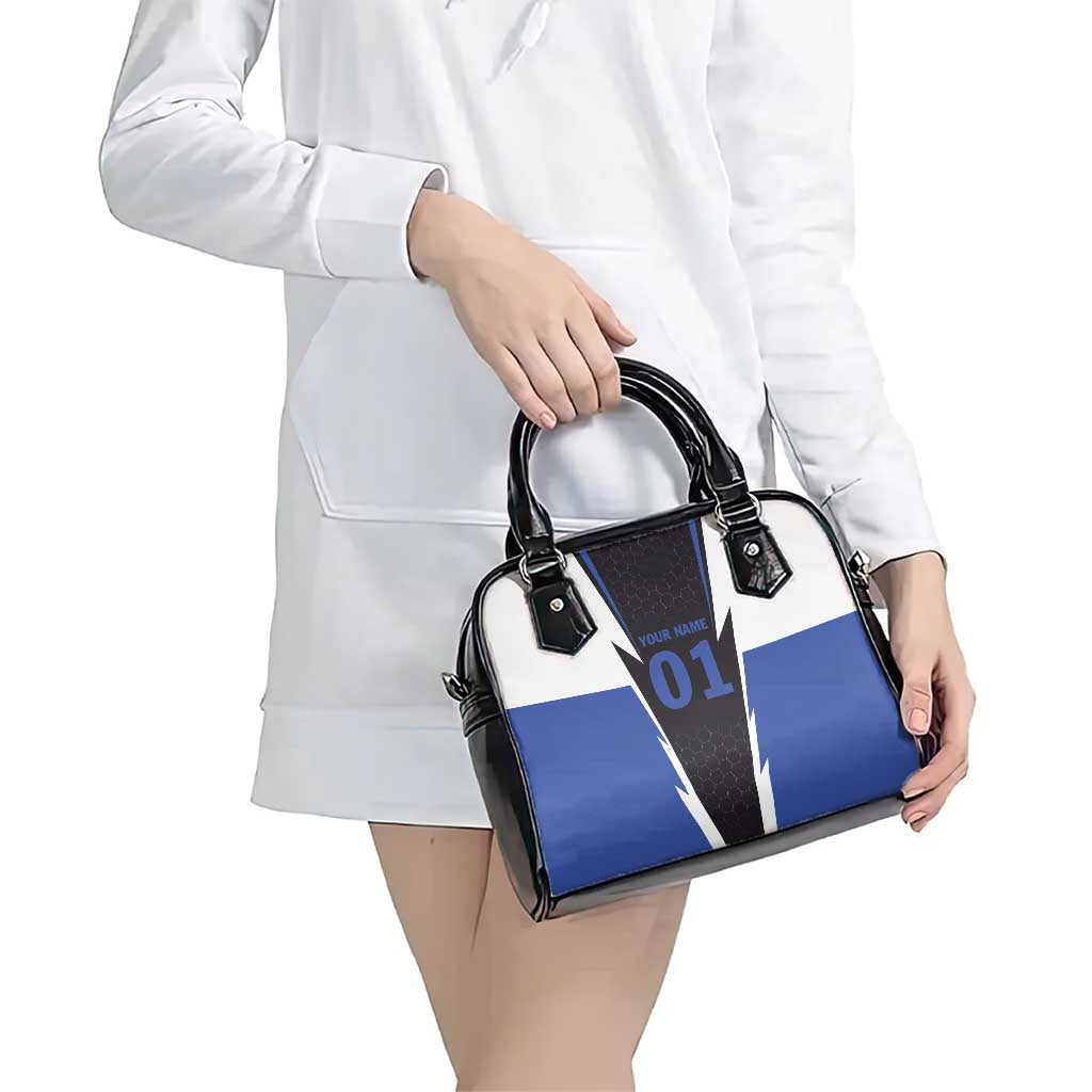 Personalized Bass Fishing Shoulder Handbag Jumping Fish and Blue White Lightning Pattern Design TS04