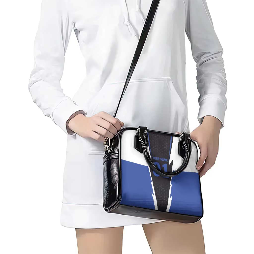 Personalized Bass Fishing Shoulder Handbag Jumping Fish and Blue White Lightning Pattern Design TS04