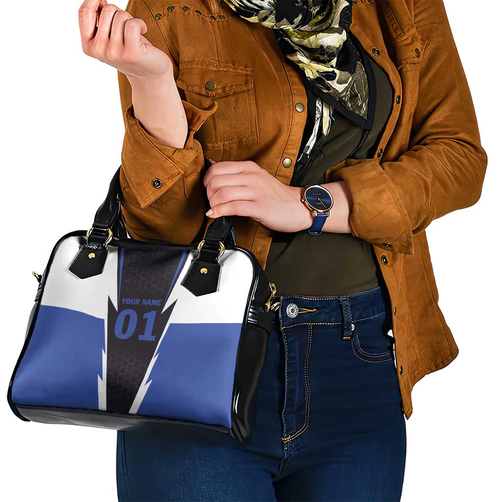Personalized Bass Fishing Shoulder Handbag Jumping Fish and Blue White Lightning Pattern Design TS04