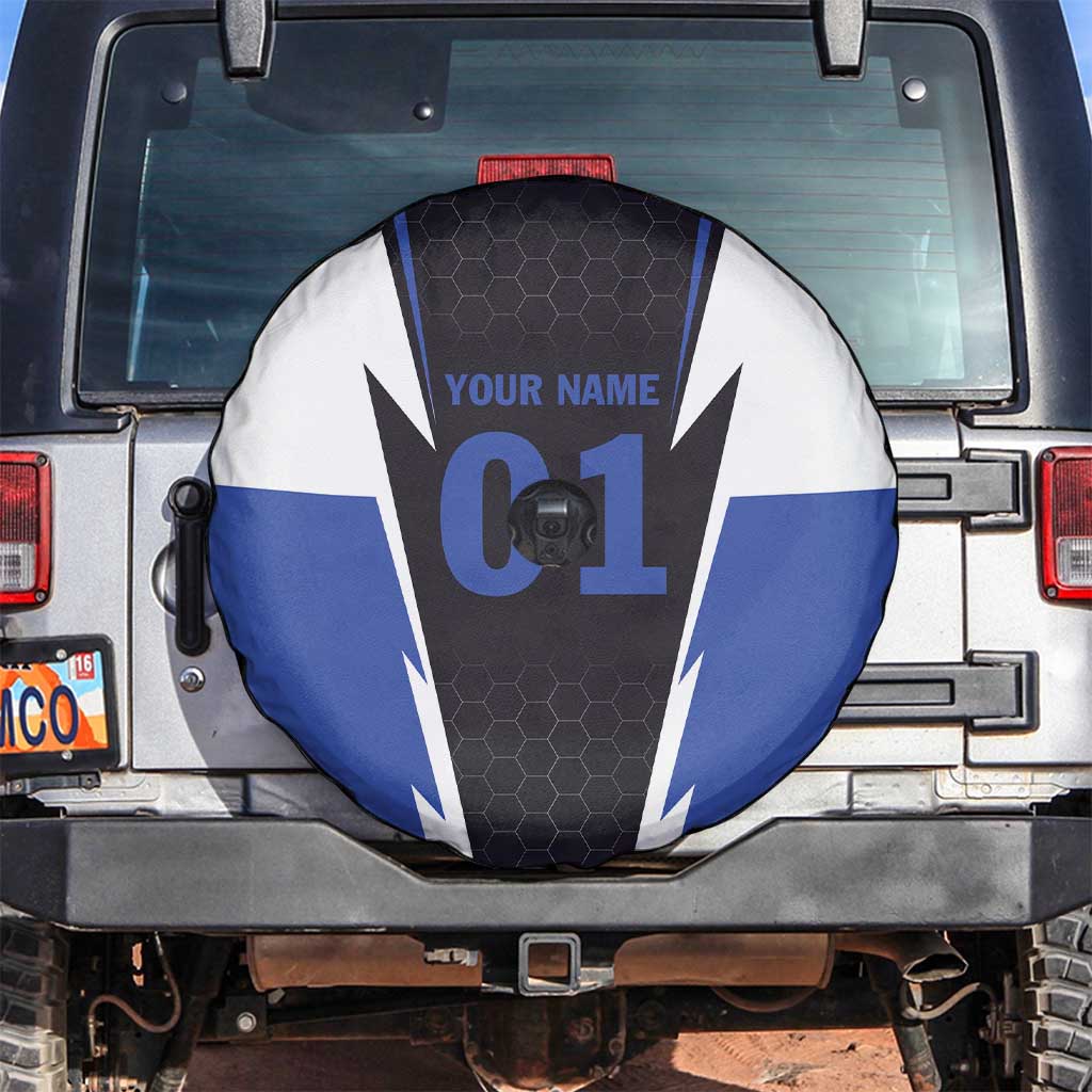 Personalized Bass Fishing Spare Tire Cover Jumping Fish and Blue White Lightning Pattern Design TS04