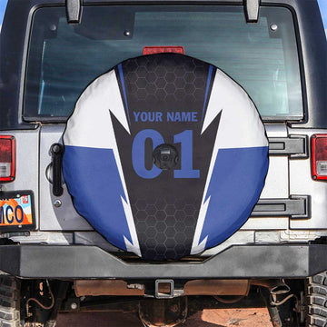 Personalized Bass Fishing Spare Tire Cover Jumping Fish and Blue White Lightning Pattern Design TS04