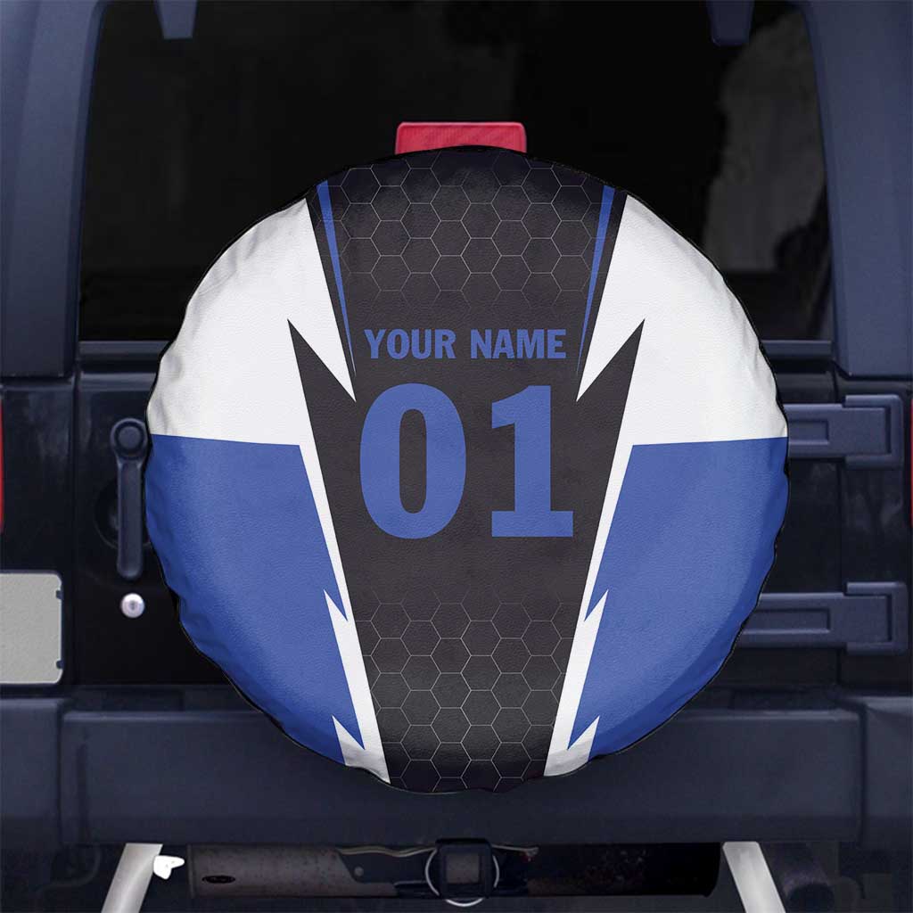 Personalized Bass Fishing Spare Tire Cover Jumping Fish and Blue White Lightning Pattern Design TS04