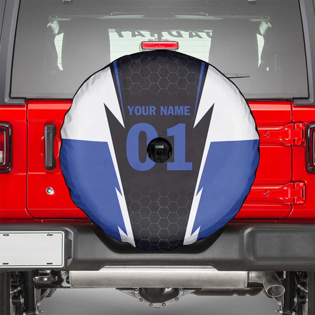 Personalized Bass Fishing Spare Tire Cover Jumping Fish and Blue White Lightning Pattern Design TS04