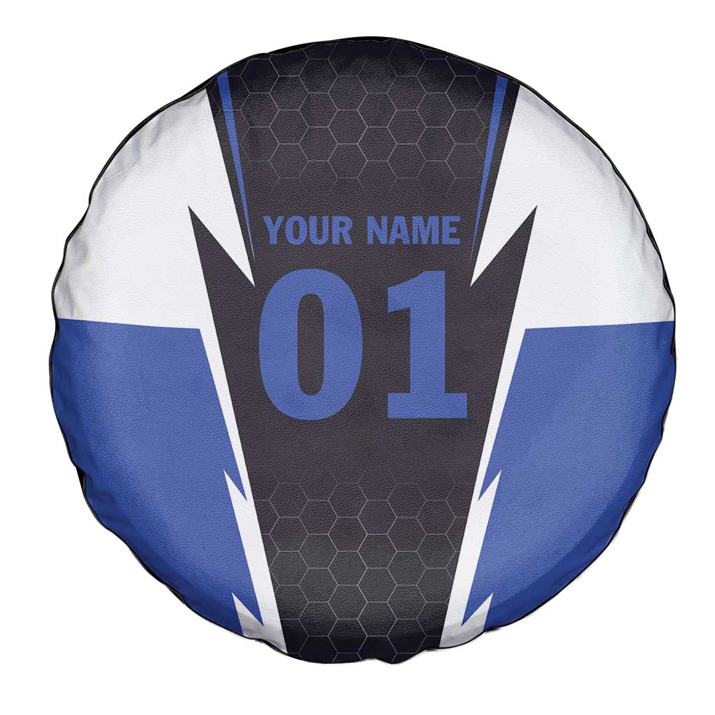 Personalized Bass Fishing Spare Tire Cover Jumping Fish and Blue White Lightning Pattern Design TS04