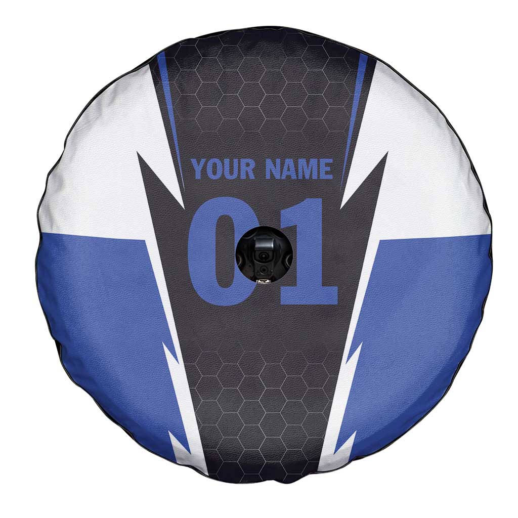 Personalized Bass Fishing Spare Tire Cover Jumping Fish and Blue White Lightning Pattern Design TS04