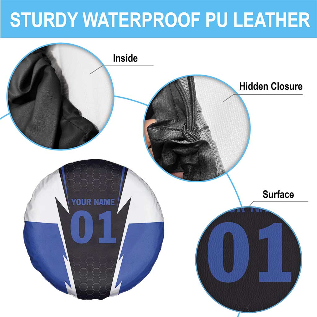 Personalized Bass Fishing Spare Tire Cover Jumping Fish and Blue White Lightning Pattern Design TS04
