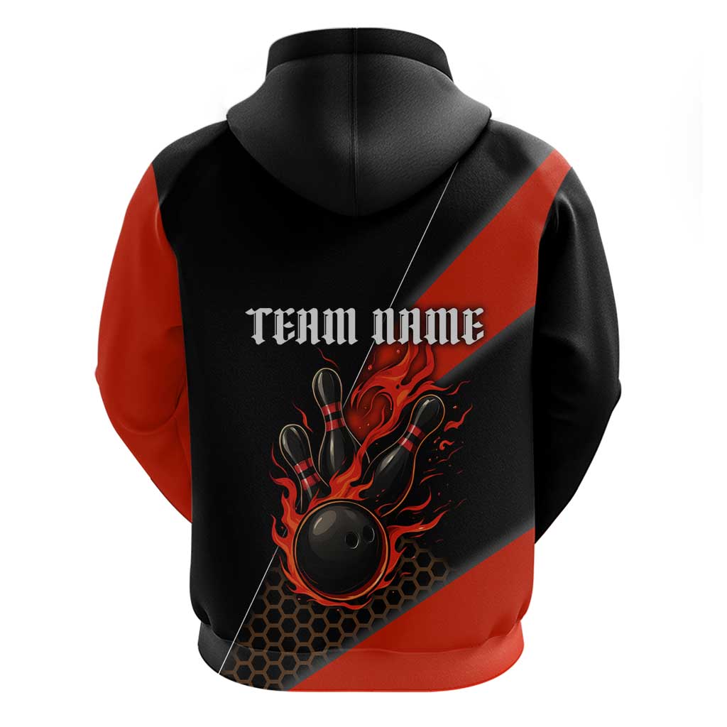 Personalized Bowling Tournament Hoodie Ball Strike Black And Red Custom Bowling Team TS04