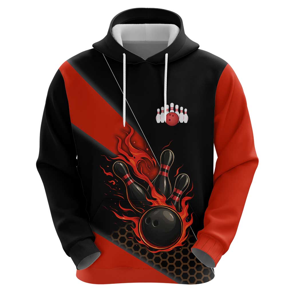Personalized Bowling Tournament Hoodie Ball Strike Black And Red Custom Bowling Team TS04