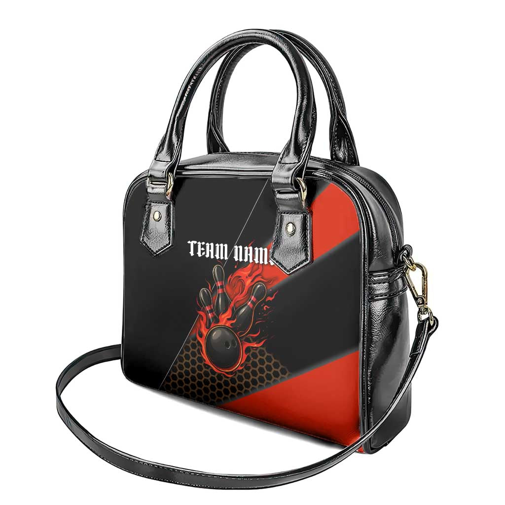 Personalized Bowling Tournament Shoulder Handbag Ball Strike Black And Red Custom Bowling Team TS04