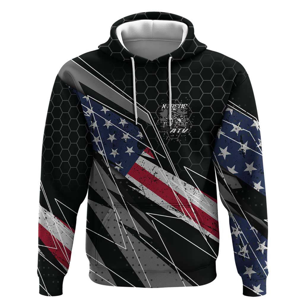 Custom Bike Shirt Racing Motocross Hoodie American Flag and Black Hexagon Lightning Graphic Design TS04