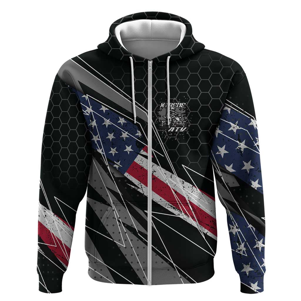 Custom Bike Shirt Racing Motocross Hoodie American Flag and Black Hexagon Lightning Graphic Design TS04