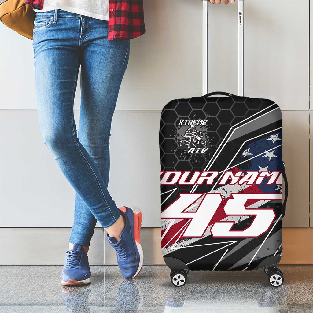 Custom Bike Shirt Racing Motocross Luggage Cover American Flag and Black Hexagon Lightning Graphic Design TS04