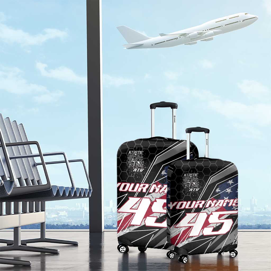 Custom Bike Shirt Racing Motocross Luggage Cover American Flag and Black Hexagon Lightning Graphic Design TS04