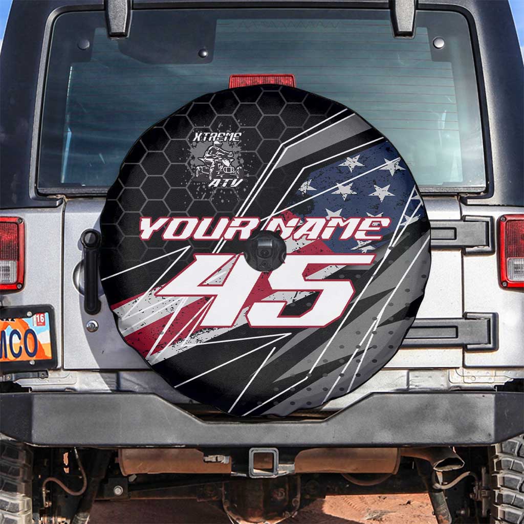 Custom Bike Shirt Racing Motocross Spare Tire Cover American Flag and Black Hexagon Lightning Graphic Design TS04