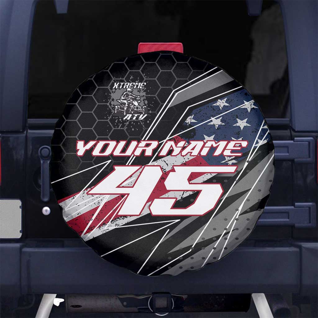 Custom Bike Shirt Racing Motocross Spare Tire Cover American Flag and Black Hexagon Lightning Graphic Design TS04