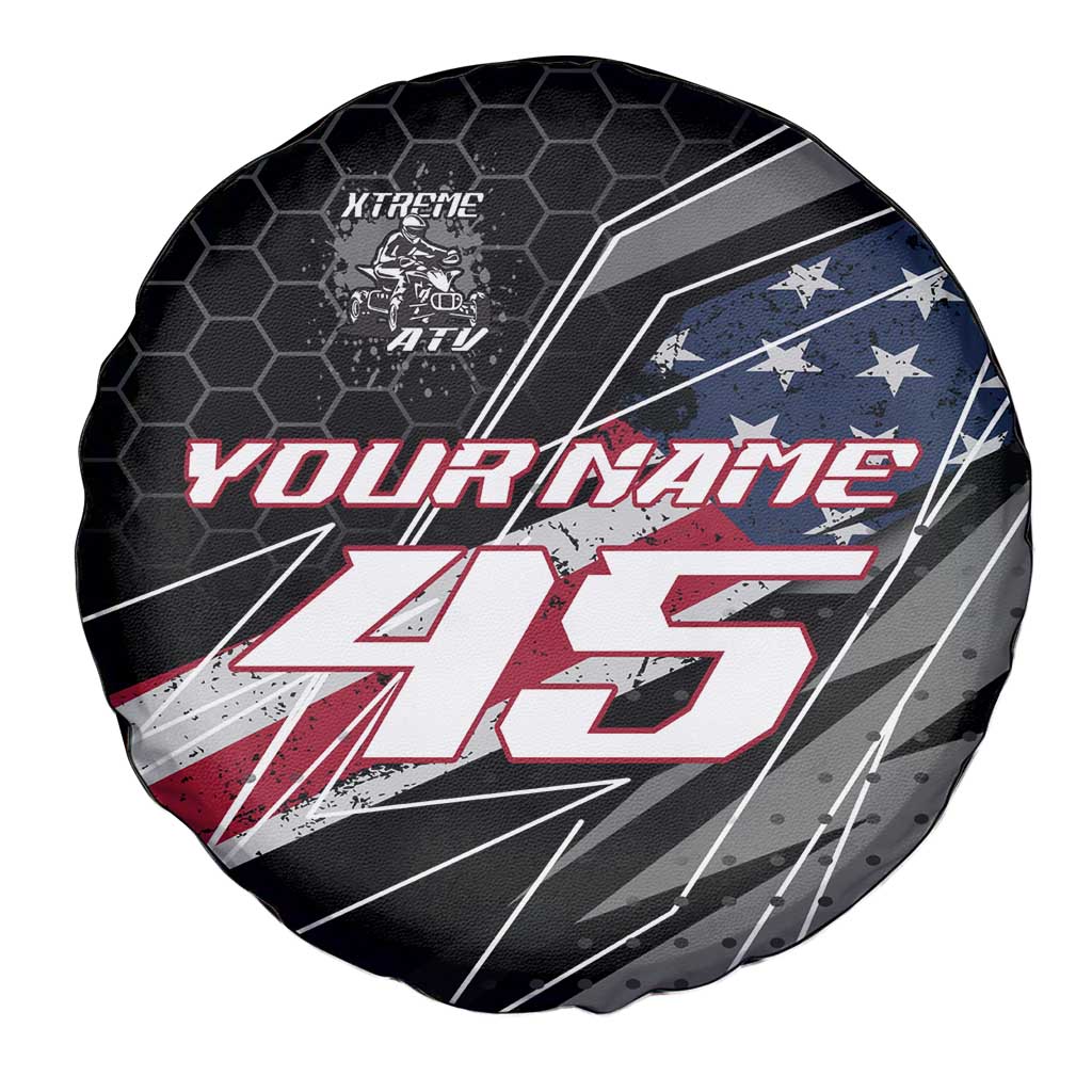 Custom Bike Shirt Racing Motocross Spare Tire Cover American Flag and Black Hexagon Lightning Graphic Design TS04