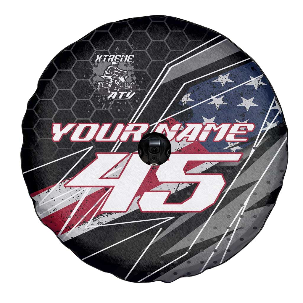 Custom Bike Shirt Racing Motocross Spare Tire Cover American Flag and Black Hexagon Lightning Graphic Design TS04