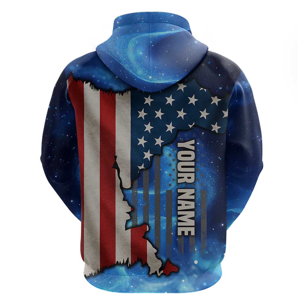Custom American Flag Universe Patriotic Hoodie Blue Galaxy Sky Graphic Design TS04