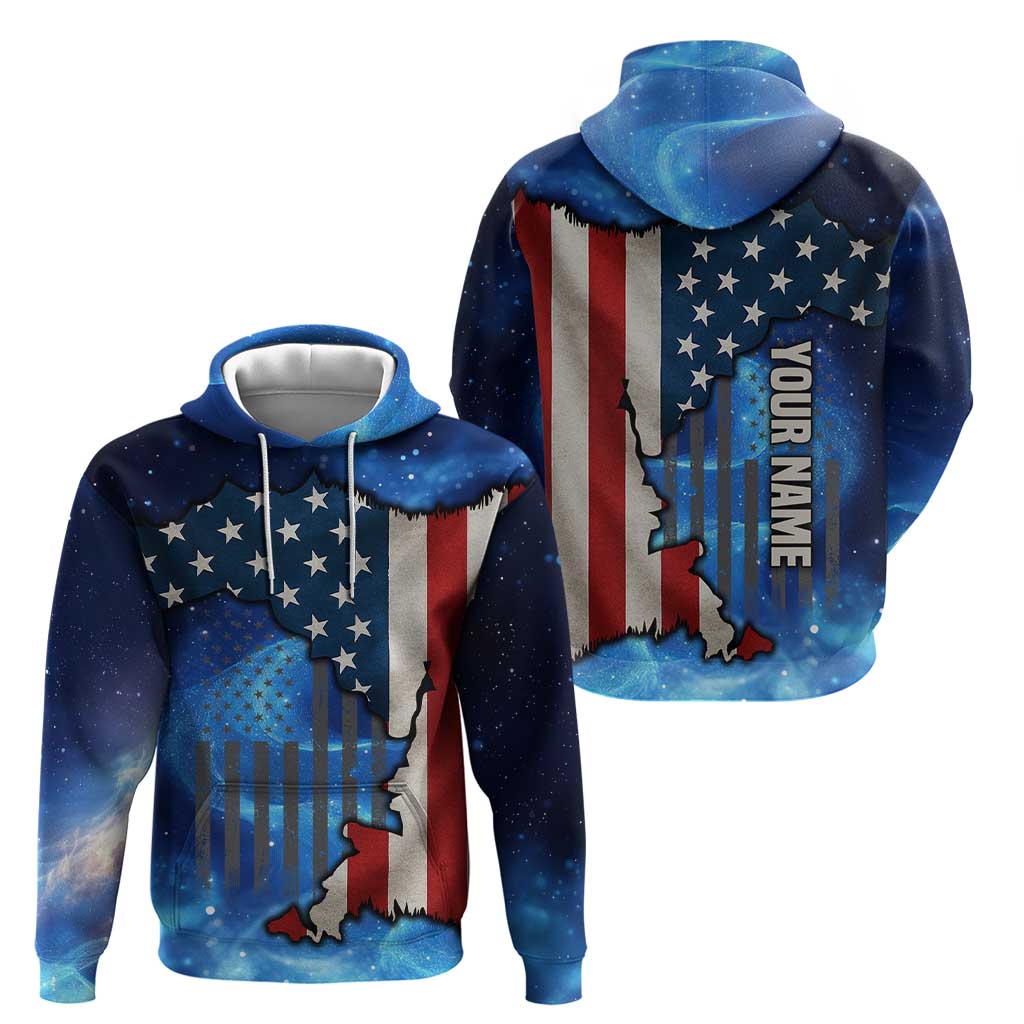 Custom American Flag Universe Patriotic Hoodie Blue Galaxy Sky Graphic Design TS04