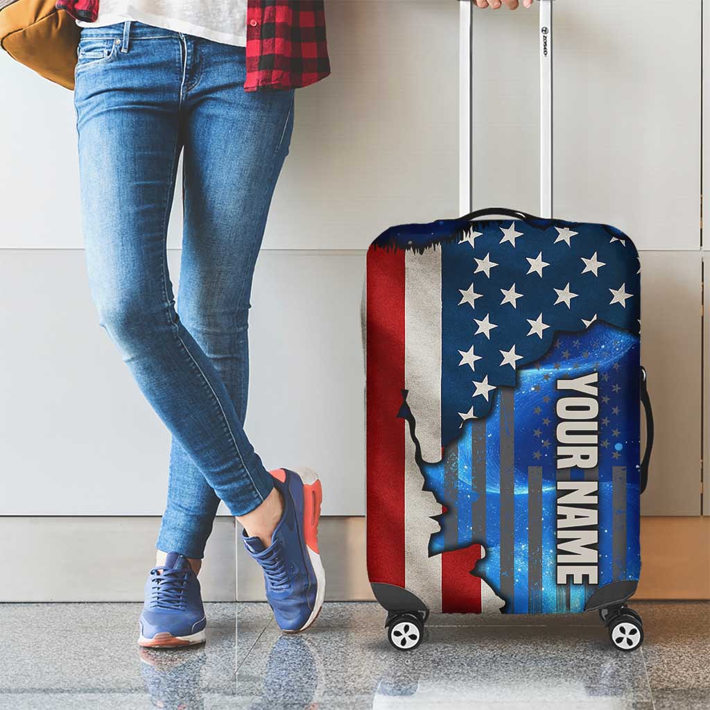 Custom American Flag Universe Patriotic Luggage Cover Blue Galaxy Sky Graphic Design TS04