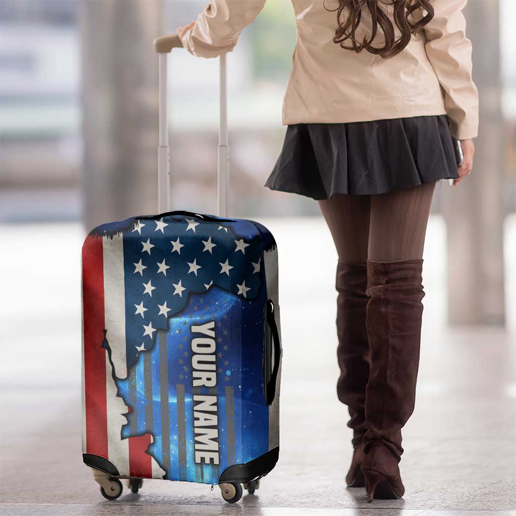 Custom American Flag Universe Patriotic Luggage Cover Blue Galaxy Sky Graphic Design TS04