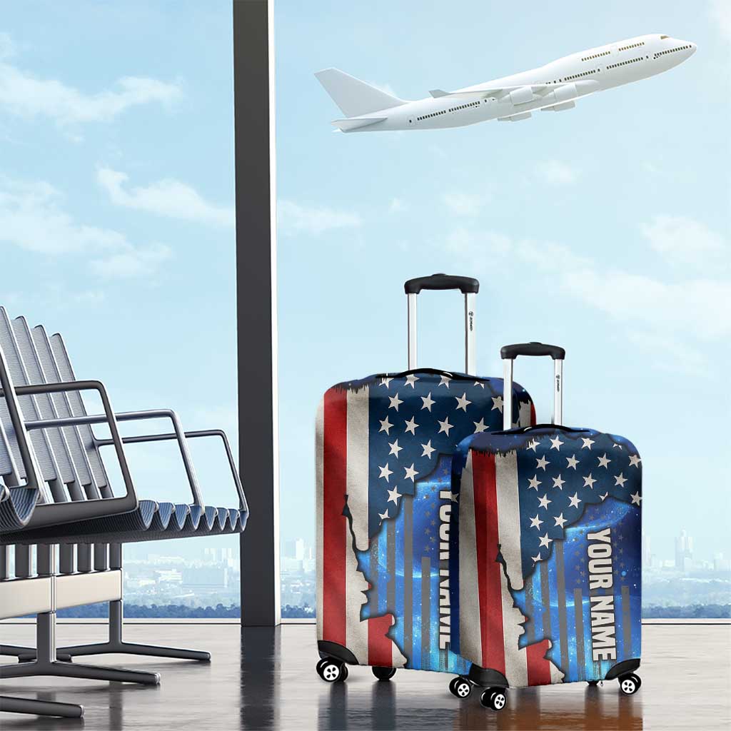 Custom American Flag Universe Patriotic Luggage Cover Blue Galaxy Sky Graphic Design TS04