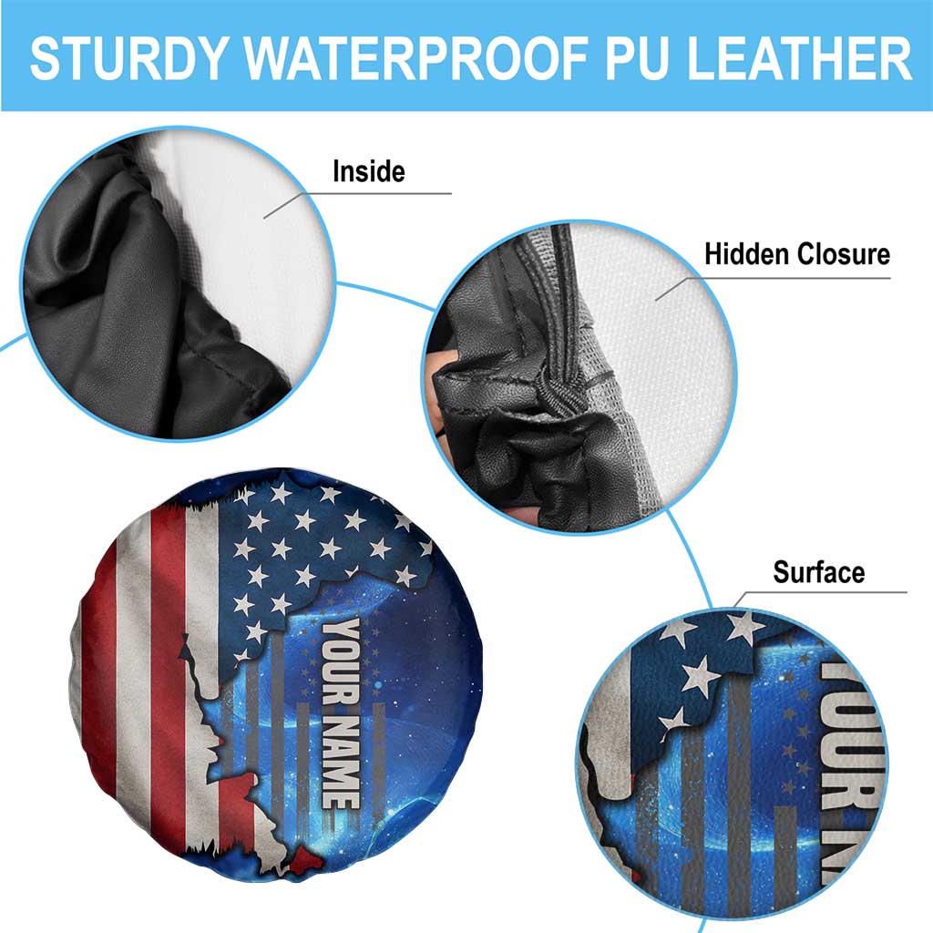 Custom American Flag Universe Patriotic Spare Tire Cover Blue Galaxy Sky Graphic Design TS04
