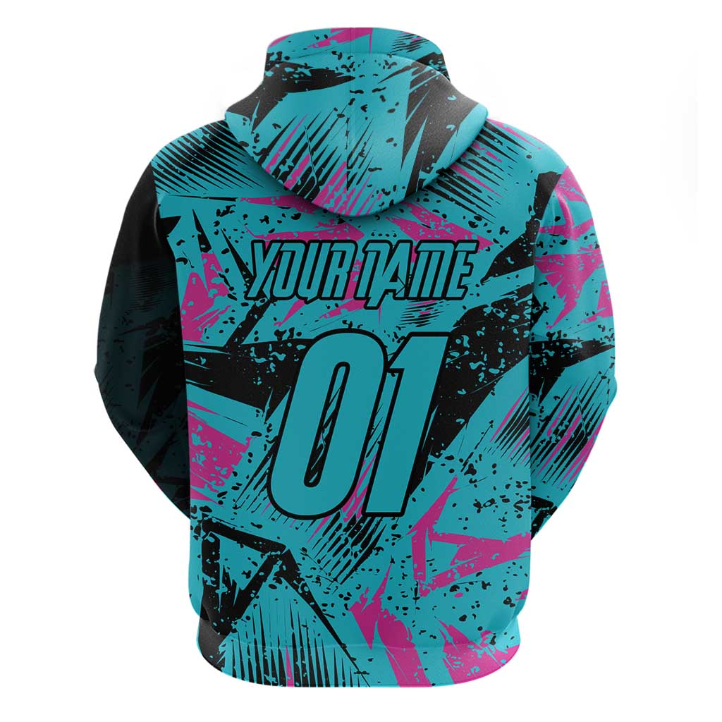 Personalized Ride Like a Girl Hoodie Motocross Graphic and Turquoise Pink Graffiti Design TS04
