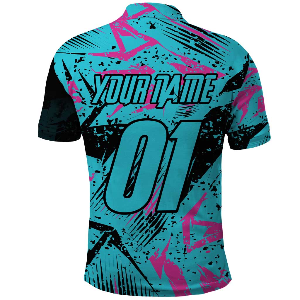 Personalized Ride Like a Girl Polo Shirt Motocross Graphic and Turquoise Pink Graffiti Design TS04