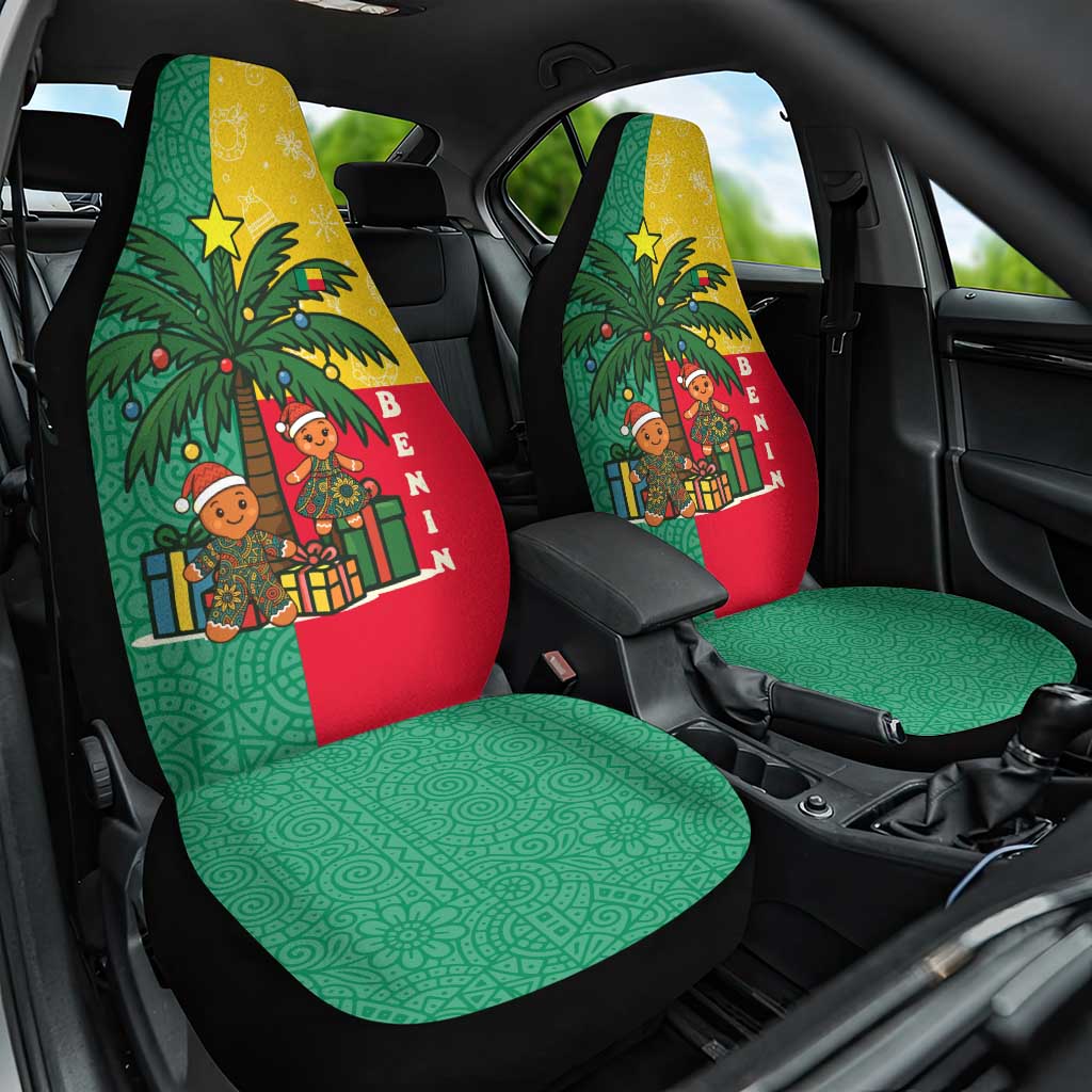 Benin Christmas Car Seat Cover with Palm Tree Dolls and Red Yellow Green Festive TS04