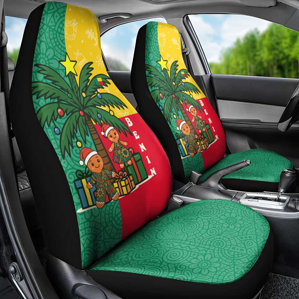Benin Christmas Car Seat Cover with Palm Tree Dolls and Red Yellow Green Festive TS04