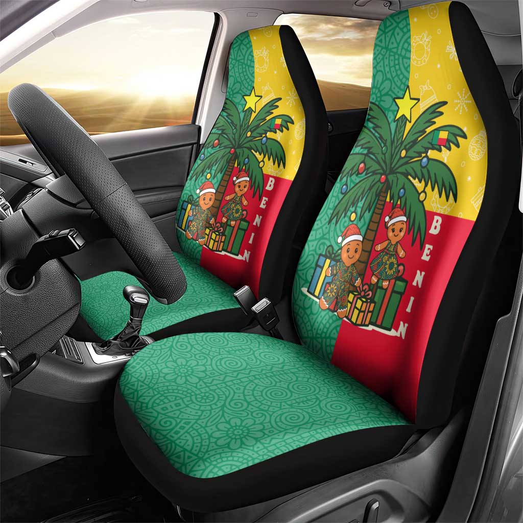 Benin Christmas Car Seat Cover with Palm Tree Dolls and Red Yellow Green Festive TS04