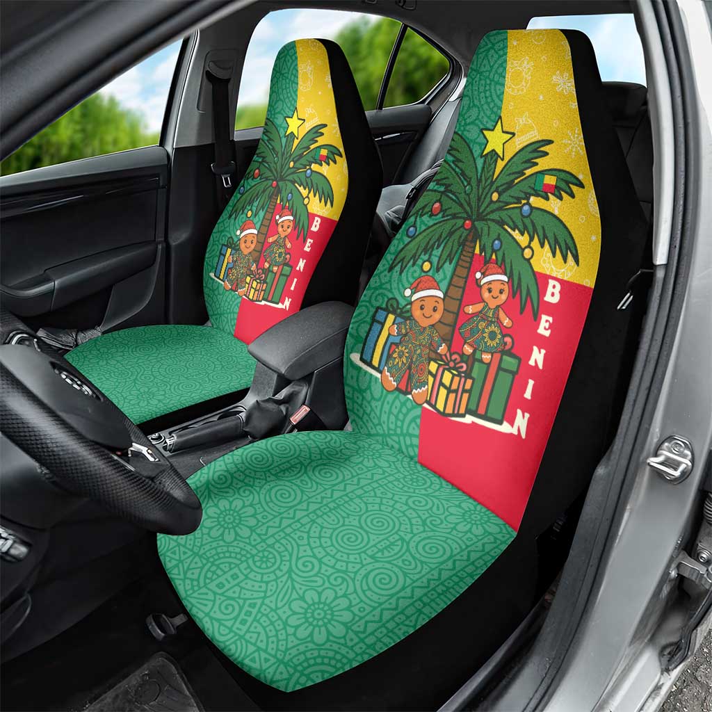 Benin Christmas Car Seat Cover with Palm Tree Dolls and Red Yellow Green Festive TS04