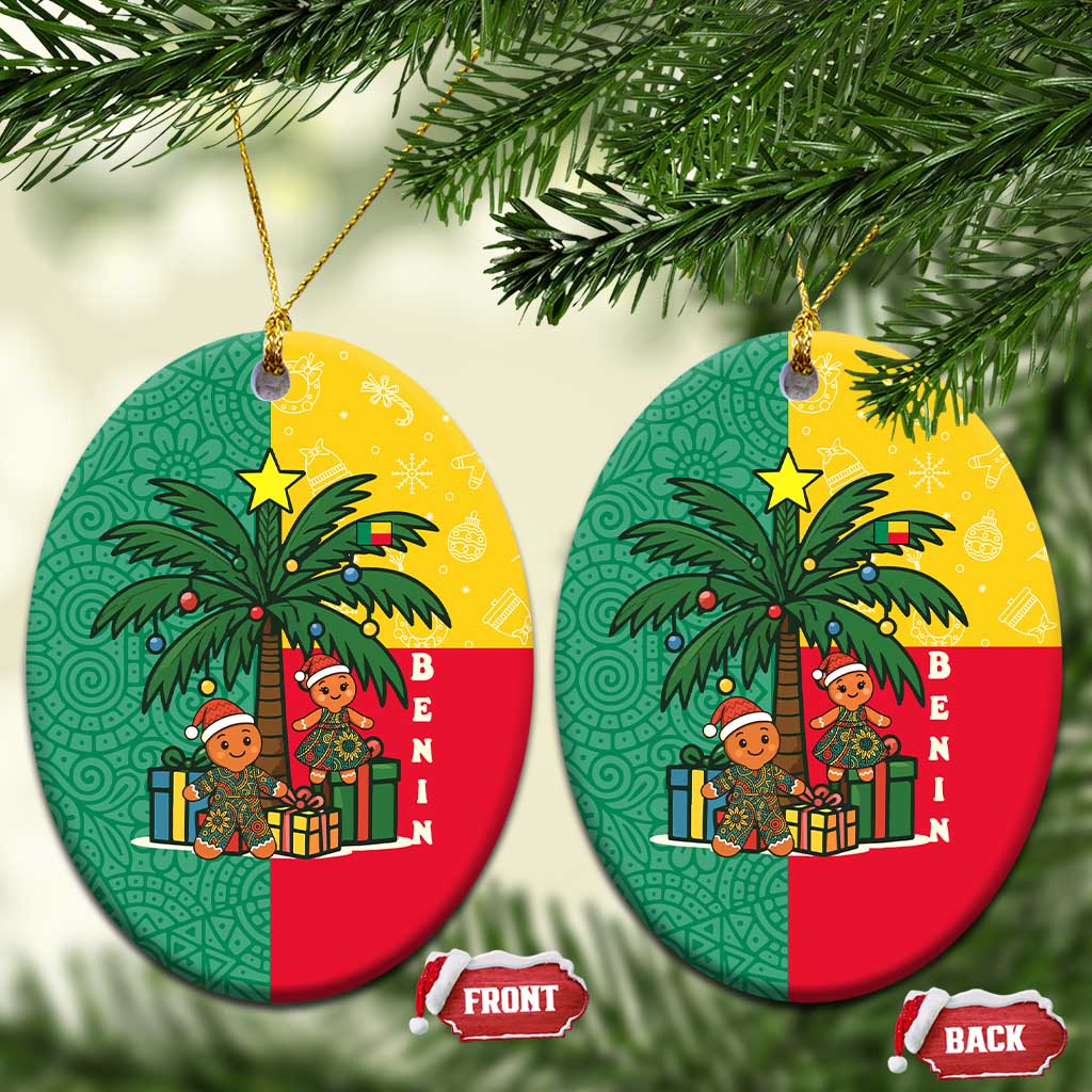 Benin Christmas Ceramic Ornament with Palm Tree Dolls and Red Yellow Green Festive TS04