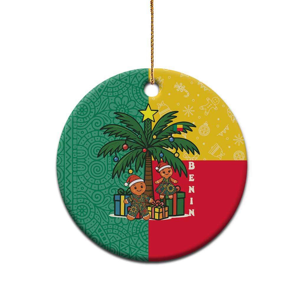 Benin Christmas Ceramic Ornament with Palm Tree Dolls and Red Yellow Green Festive TS04