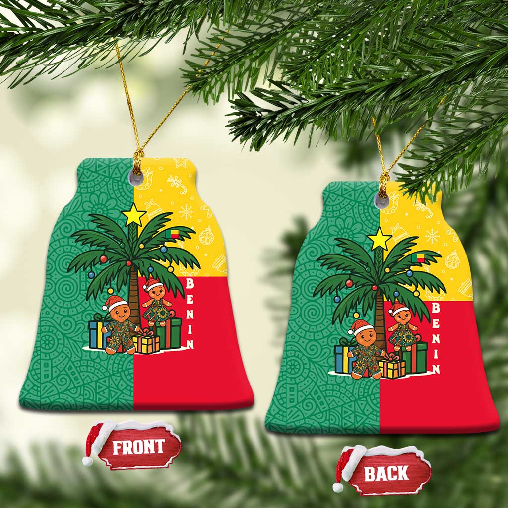 Benin Christmas Ceramic Ornament with Palm Tree Dolls and Red Yellow Green Festive TS04