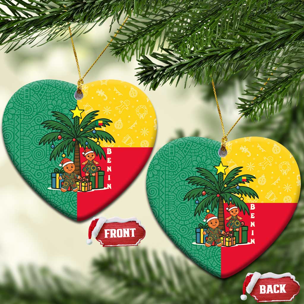 Benin Christmas Ceramic Ornament with Palm Tree Dolls and Red Yellow Green Festive TS04