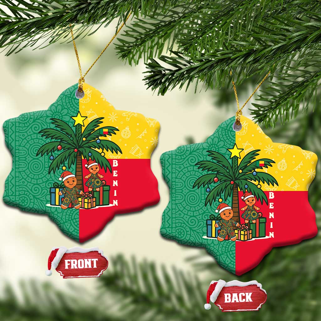 Benin Christmas Ceramic Ornament with Palm Tree Dolls and Red Yellow Green Festive TS04