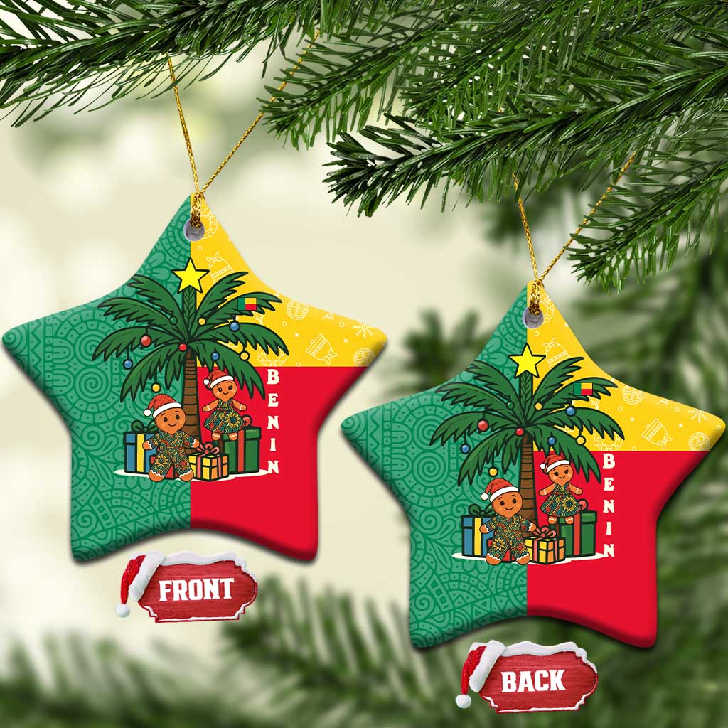 Benin Christmas Ceramic Ornament with Palm Tree Dolls and Red Yellow Green Festive TS04