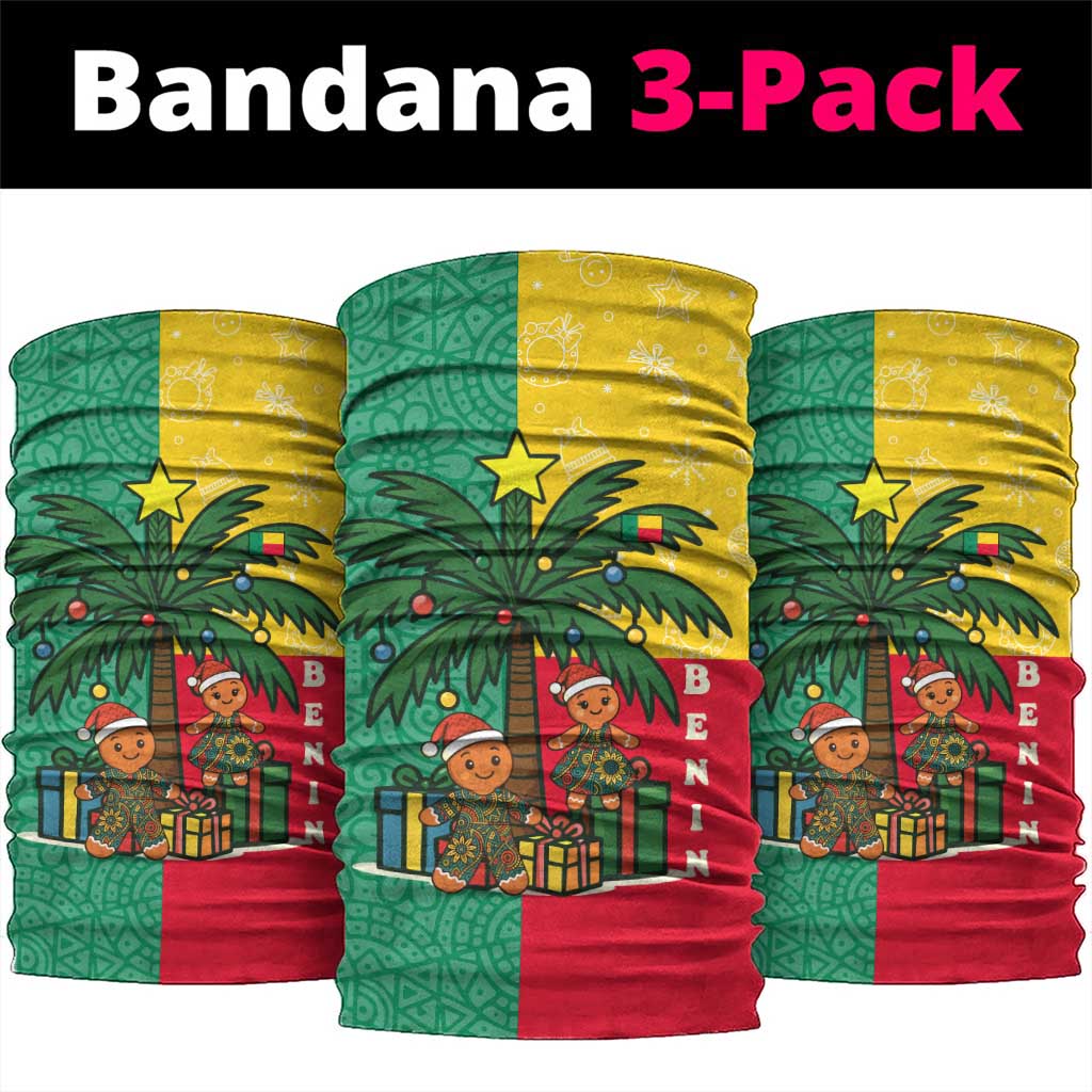 Benin Christmas Neck Gaiter with Palm Tree Dolls and Red Yellow Green Festive TS04
