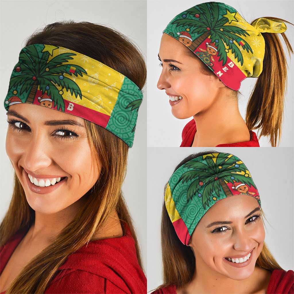 Benin Christmas Neck Gaiter with Palm Tree Dolls and Red Yellow Green Festive TS04