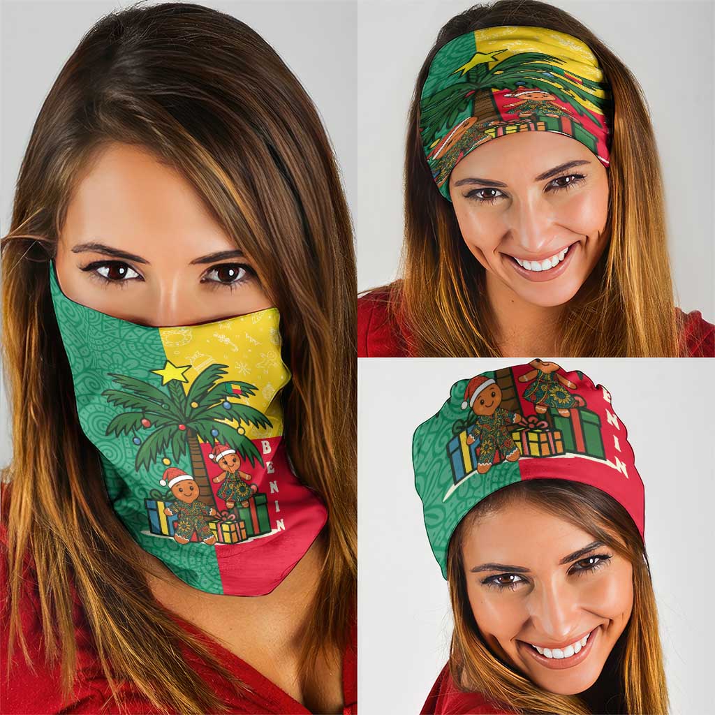 Benin Christmas Neck Gaiter with Palm Tree Dolls and Red Yellow Green Festive TS04