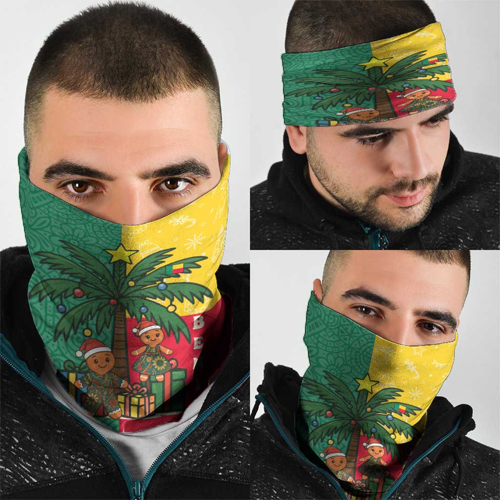 Benin Christmas Neck Gaiter with Palm Tree Dolls and Red Yellow Green Festive TS04