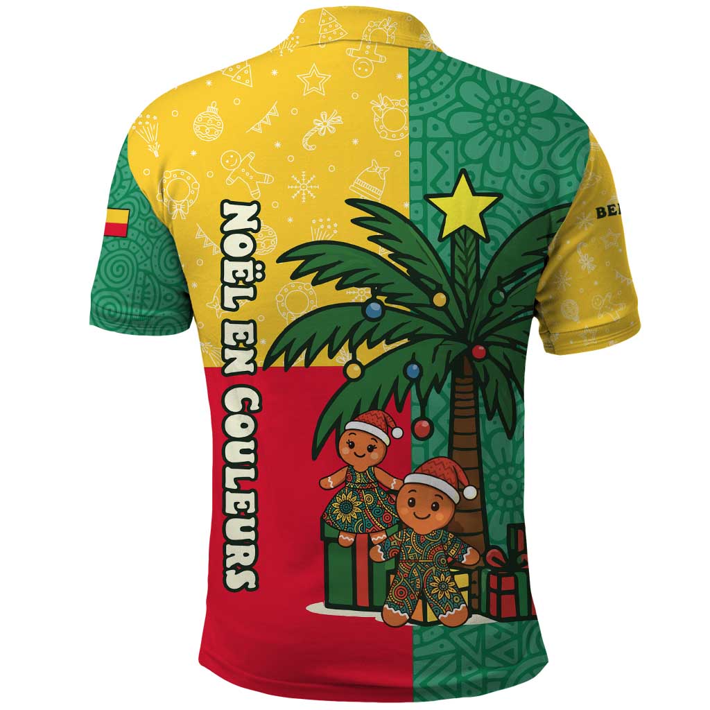 Benin Christmas Polo Shirt with Palm Tree Dolls and Red Yellow Green Festive TS04