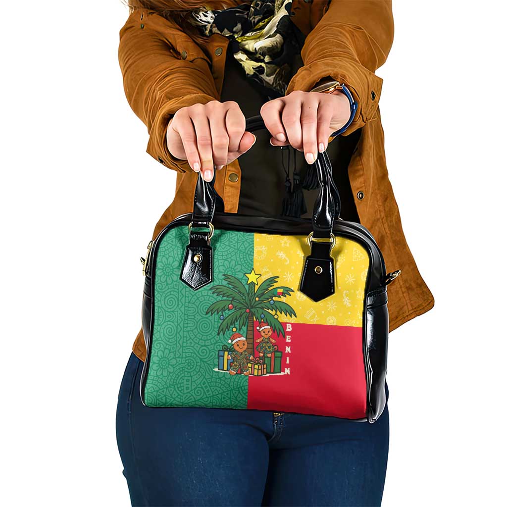 Benin Christmas Shoulder Handbag with Palm Tree Dolls and Red Yellow Green Festive TS04