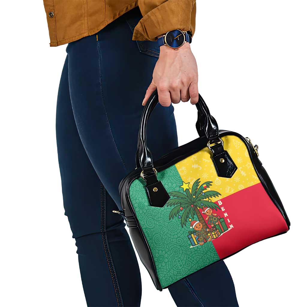 Benin Christmas Shoulder Handbag with Palm Tree Dolls and Red Yellow Green Festive TS04