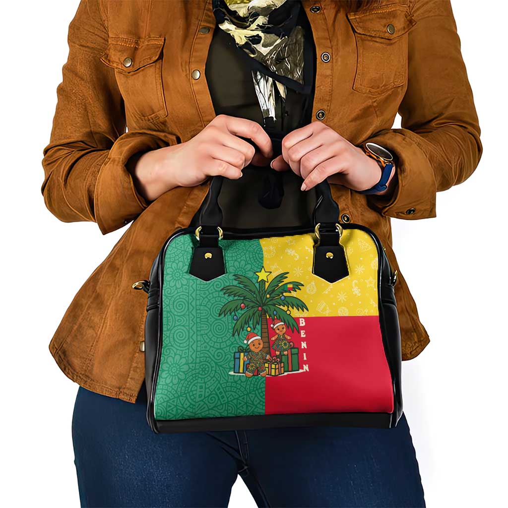 Benin Christmas Shoulder Handbag with Palm Tree Dolls and Red Yellow Green Festive TS04