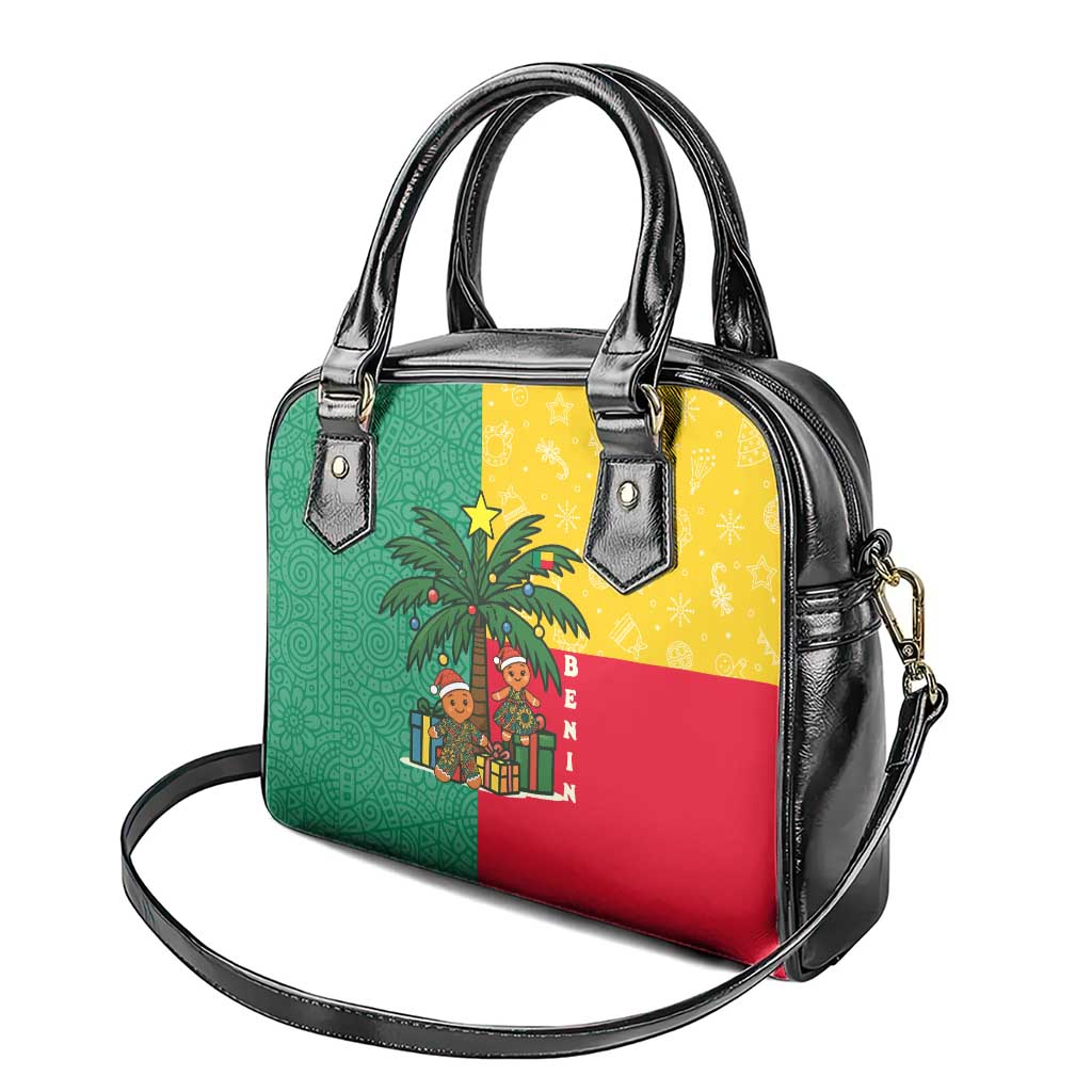 Benin Christmas Shoulder Handbag with Palm Tree Dolls and Red Yellow Green Festive TS04
